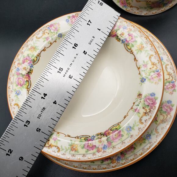 Vintage Edwin Knowles Hostess Cup, Berry Bowl & Bread Plate Trio – Floral Scroll - Picture 5 of 12